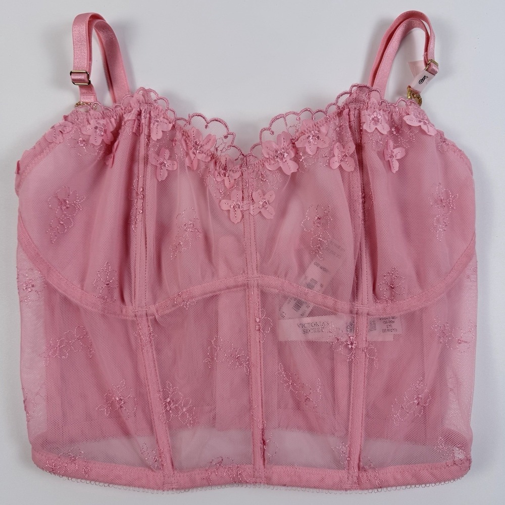 Victoria's Secret Dream Angels Pretty Petals Sheer Corset Cami Pink S-DD NWT